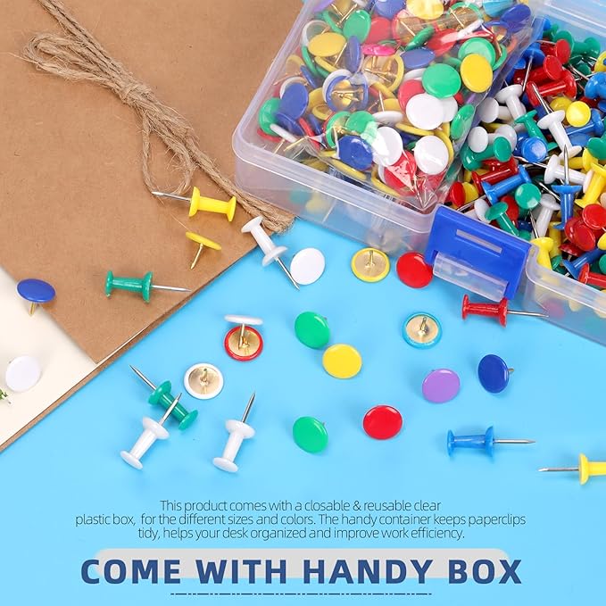 Glarks 1000pcs Vinyl-Coated Thumbtacks and Push Pins Set, Included 500pcs - Image 5