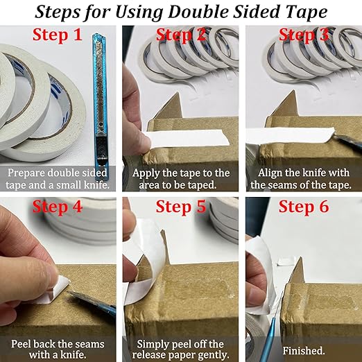 SmaringWing Double Sided Tape for Crafts, 6 Rolls Multi-Size Double-Sided - Image 4
