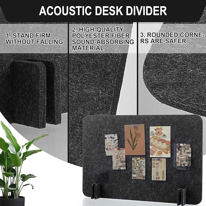 Fabbay 2 Pcs Acoustic Freestanding Desk Divider Desk Partition 16 x 24 Inch - Image 3
