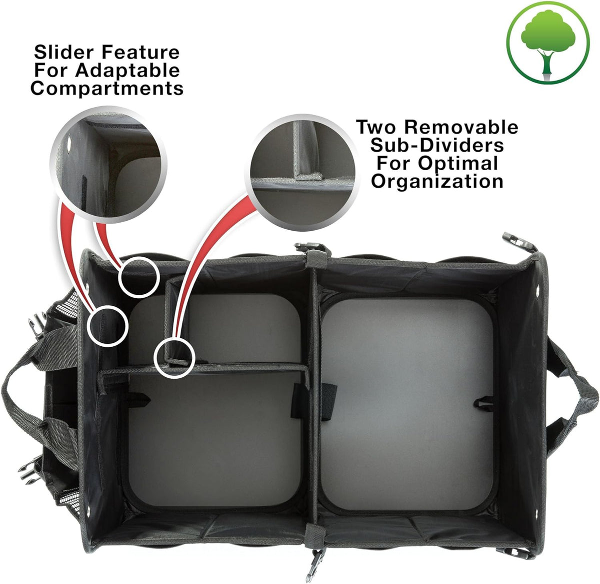 Car Trunk Organizer for SUV & Truck Cargo Storage, Large, Black