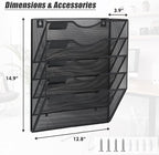 EASEPRES 5 Pocket Mesh Hanging Wall File Organizer, Wall Mounted Mail Paper - Image 2