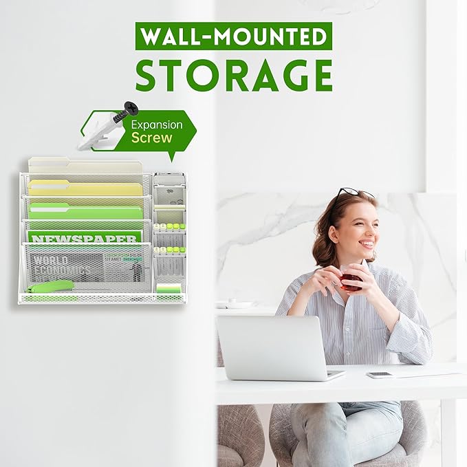 SUPEASY Wall File Organizer, 5-Tier office wall organizer - Image 2