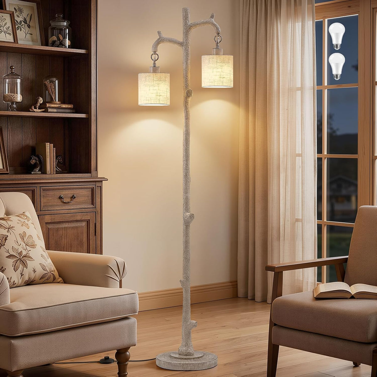 EJIAXIN Floor Lamp for Living Room - 69" Rustic Tree Trunk Standing Lamp...