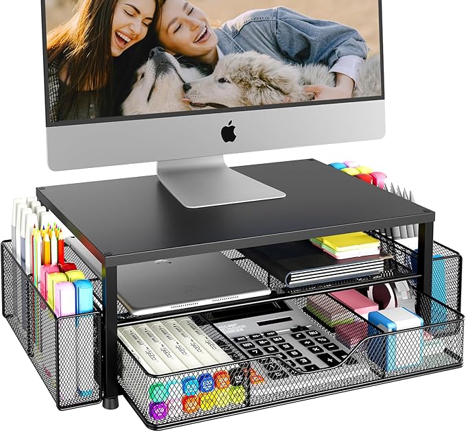 OPNICE Desk Organizer and Accessories, 2-Tier Computer Monitor Stand Riser by OPNICE