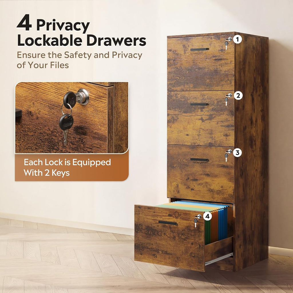 devaise 4 drawer wood file cabinet for home, package contents