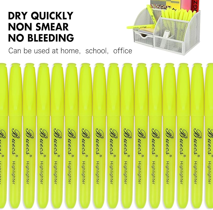 Buecs Highlighters Bulk Pack, Chisel Tip, Fluorescent Yellow, suitable - Image 6