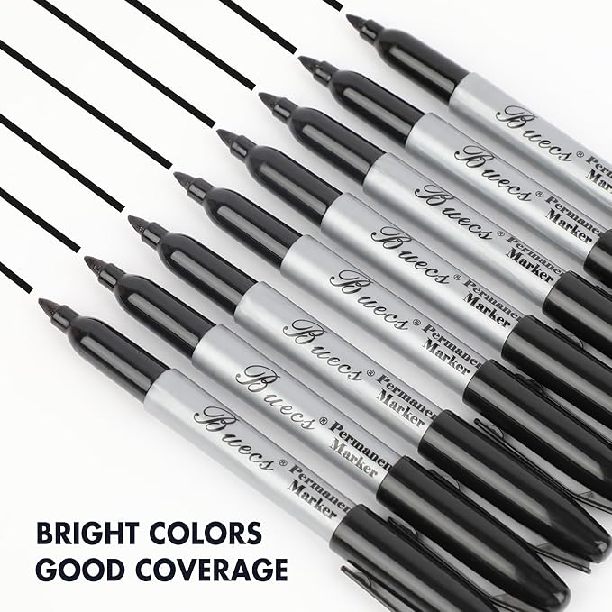 Buecs Permanent Markers, Fine Point, Waterproof & Smear Proof Markers, Quick - Image 5