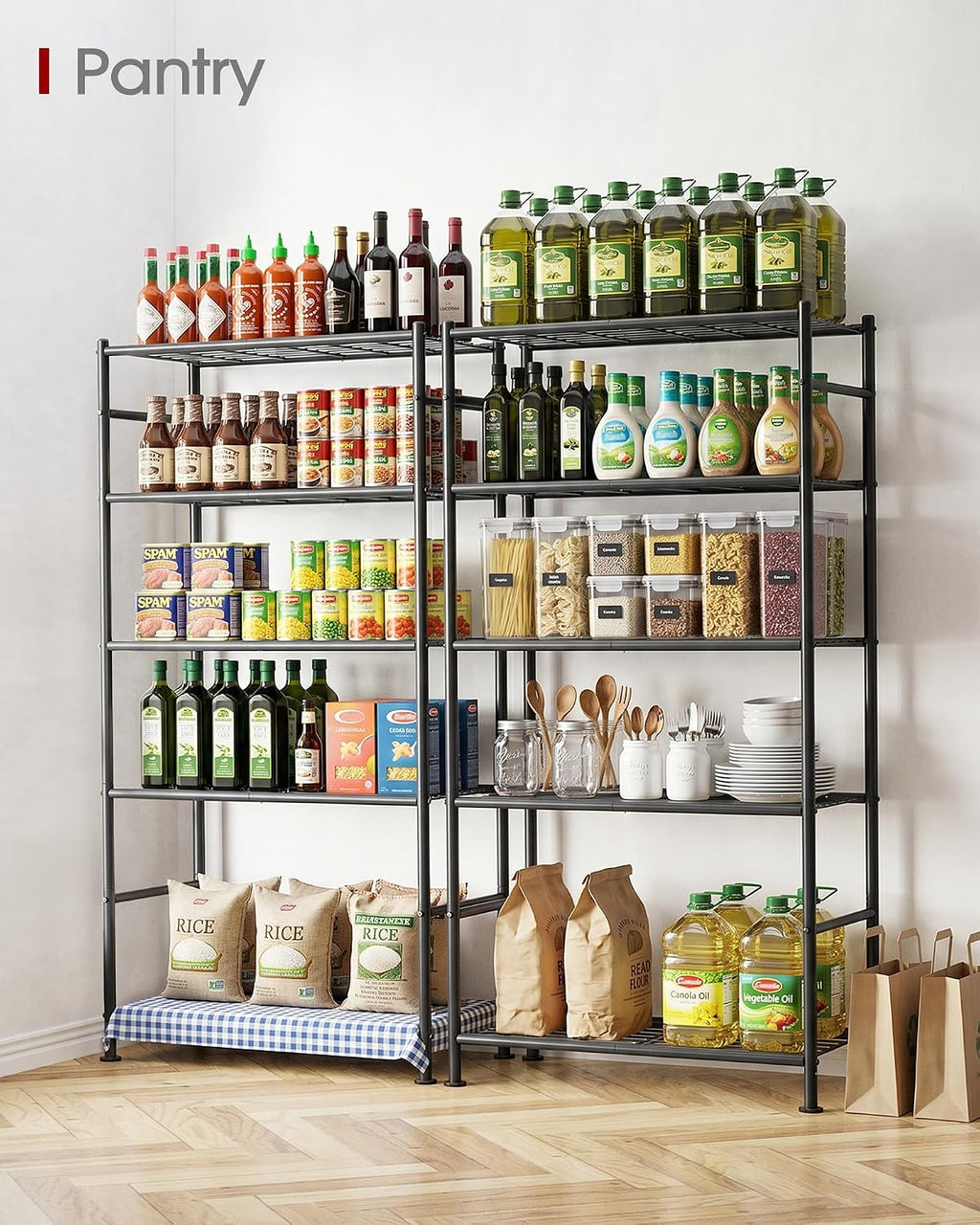 sakugi storage shelves - 5 tier shelf organizer shown in use