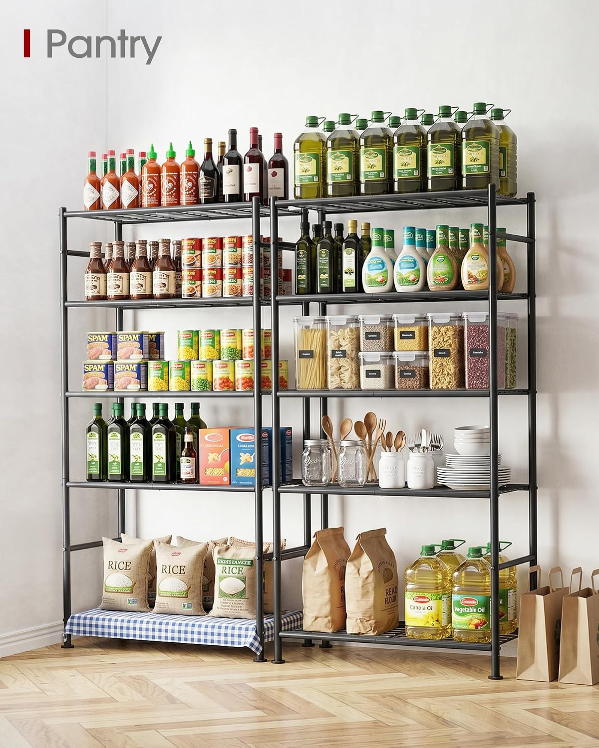 sakugi storage shelves - 5 tier shelf organizer shown in use