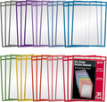Better Office Products Dry Erase Pocket Sleeves, 30 Count, Crystal Clear, Oversized, 10.25" x 13.75", Heavy Duty Dry Erase Pocket Sheet Protectors, Reusable Pockets with 10 Assorted Colors, 30 Pack