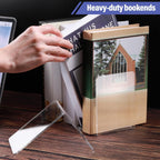 Clear Acrylic Book Ends for Shelves Heavy Duty L Shaped, 2 Pcs