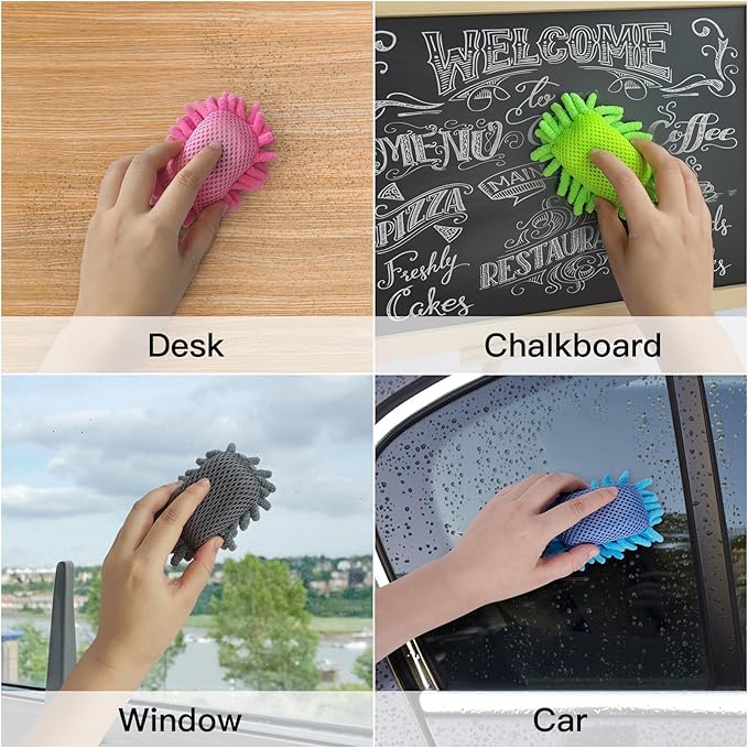 SITHON 4 Pieces Magnetic Microfiber Shag Whiteboard Eraser, Washable Microfiber - Image 5