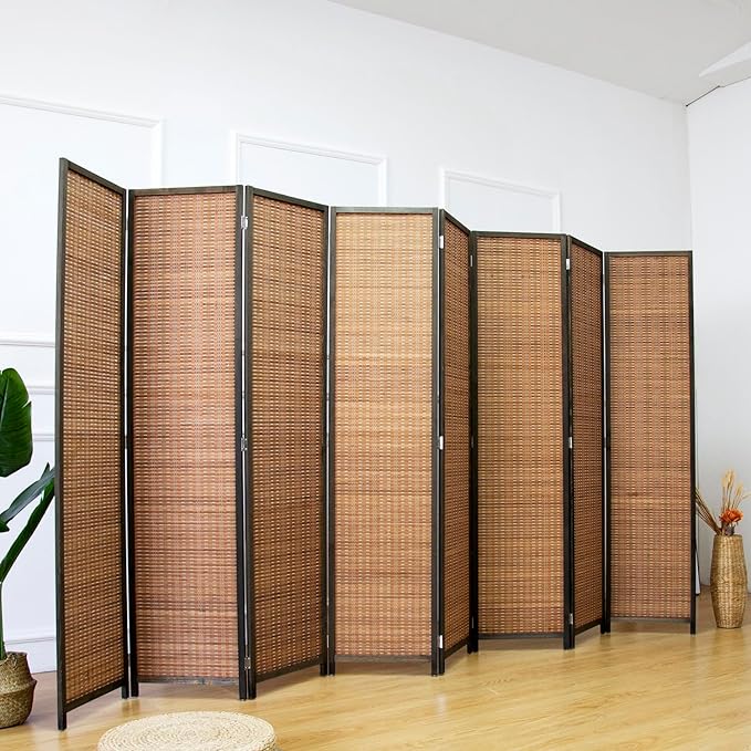 Furnnylane 8 Panel Bamboo Room Divider and Folding Panel Screen, Bamboo Panel - Image 5
