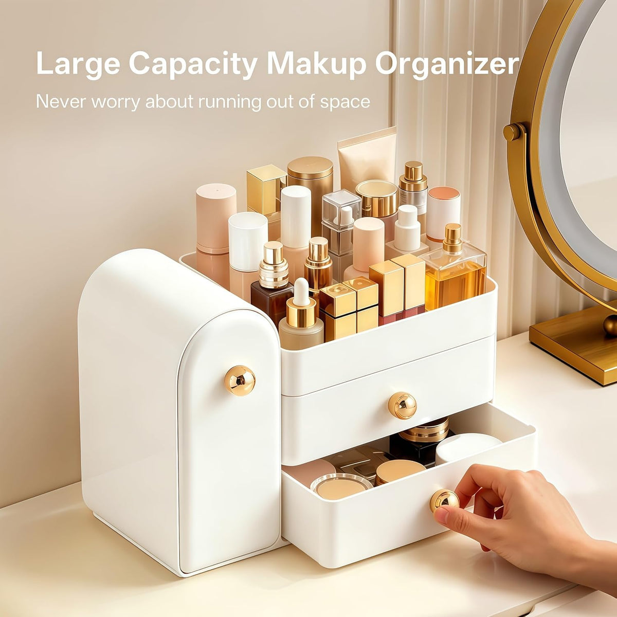 HBlife Makeup Organizer Countertop with Drawers, Vanity Organizers with Brush...