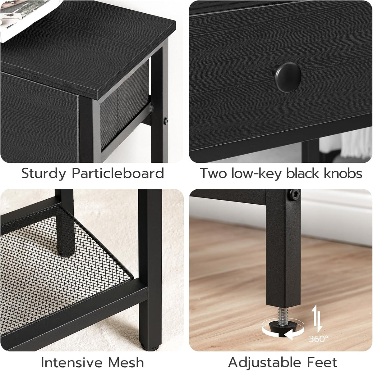 HOOBRO 29.5" Narrow Console Table with 2 Fabric Drawers, Small Sofa Table