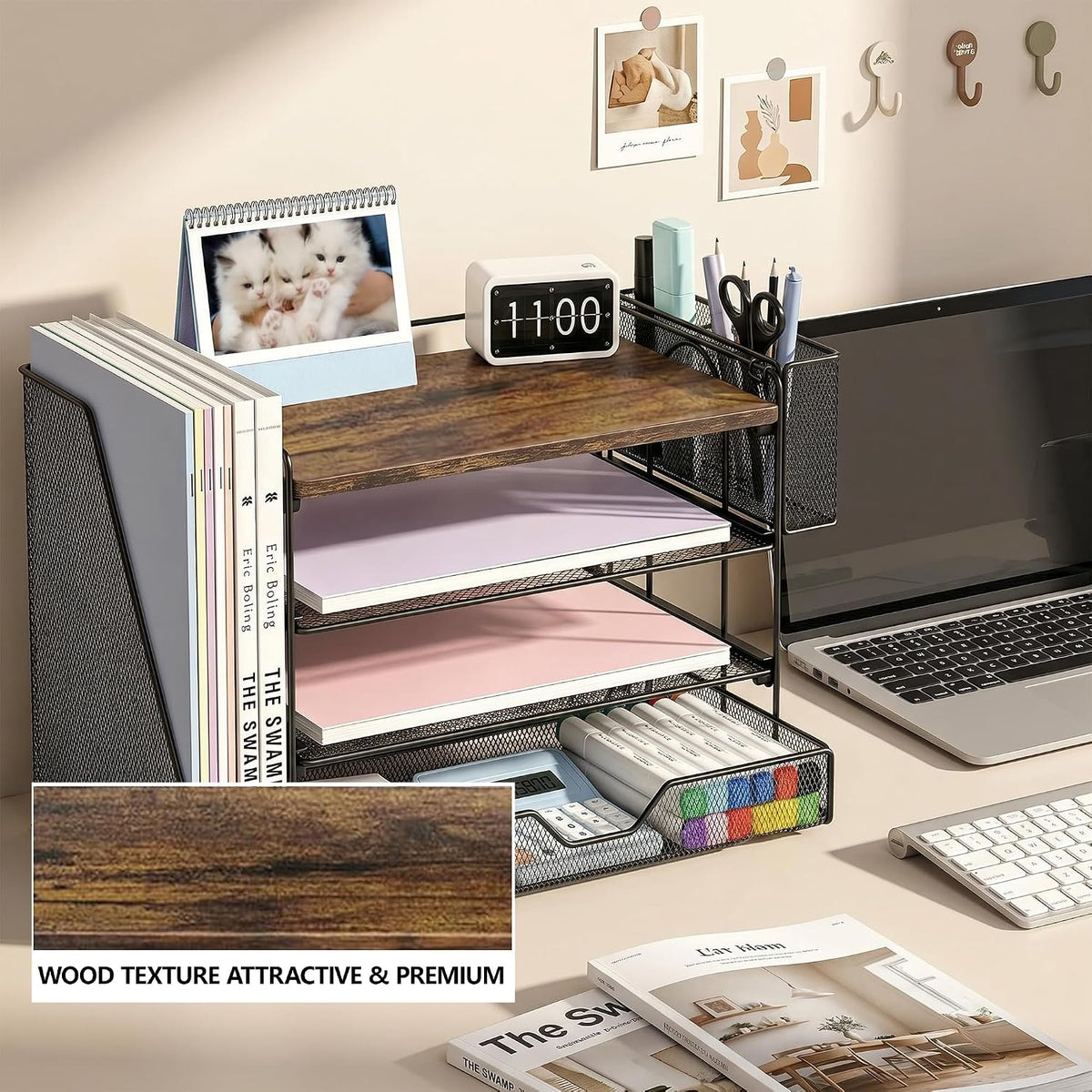 opnice desk organizers and accessories, 4-tier desktop file, side view