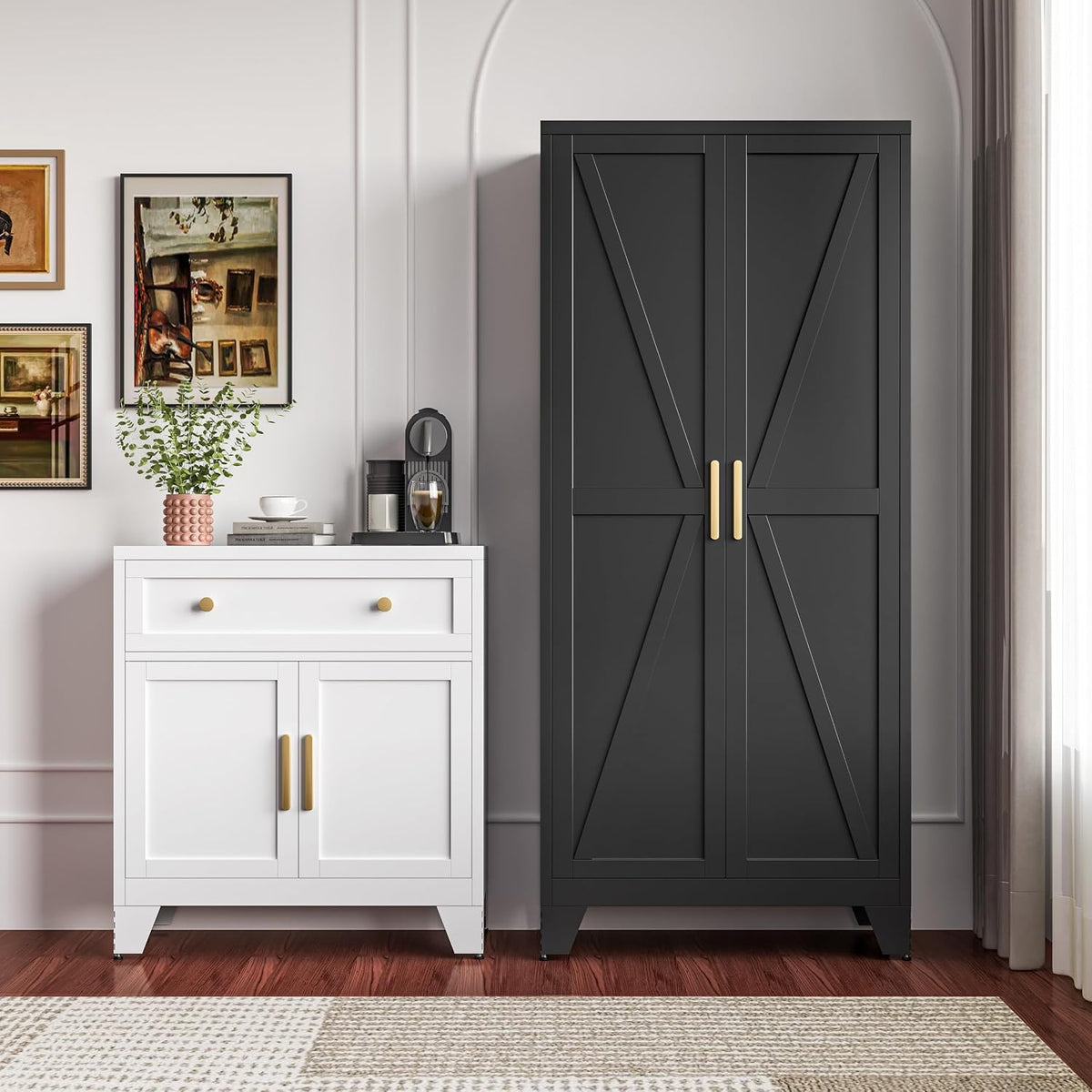 qinptwut 71" metal storage cabinet with doors and, package contents