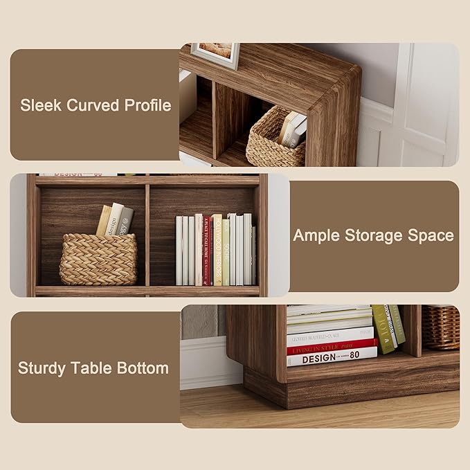 ChooChoo 3-Tier Bookshelf, 6 Cube Storage Organizer, Wooden Bookcase - Image 7
