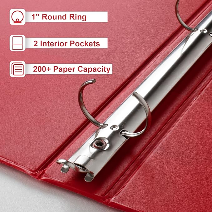 CIXILDTS 1-Inch Round Ring Binder, Standard 3 Ring Binder Fit Letter Size Paper - Image 4