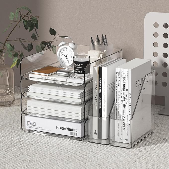 FANXIYQ 4-Tier Brown Acrylic Paper Tray Organizer - Image 7