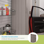 suncast mega tall storage cabinet for garage organization, side view