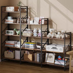 JSB No Assembly Folding Bookshelf, 3 Tier Industrial Metal Book Shelf - Image 5
