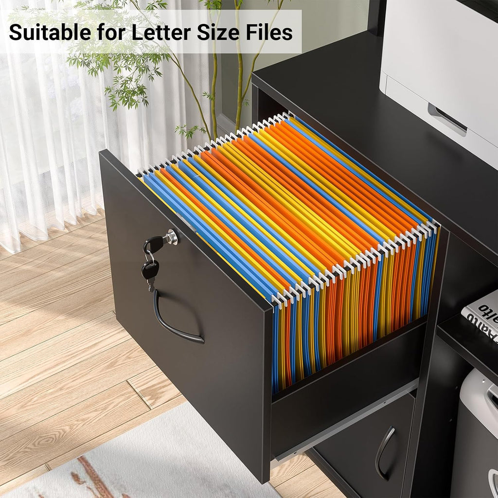homieasy vertical filing cabinet with bookshelf for home, package contents