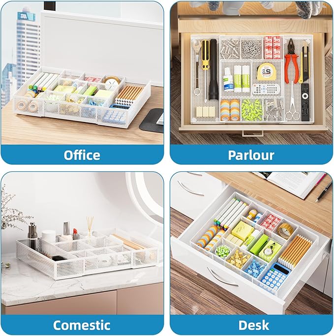 Marbrasse Expandable Desk Drawer Organizer, Mesh Drawer Organizer Tray - Image 4