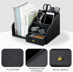 KINGFOM PU Leather Desk Organizer, Pen Pencil Holder/Book Mail Organizer Holder - Image 8