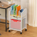 Rolling File Cabinet with Adjustable Dividers, Mobile Filing Cabinet with 2