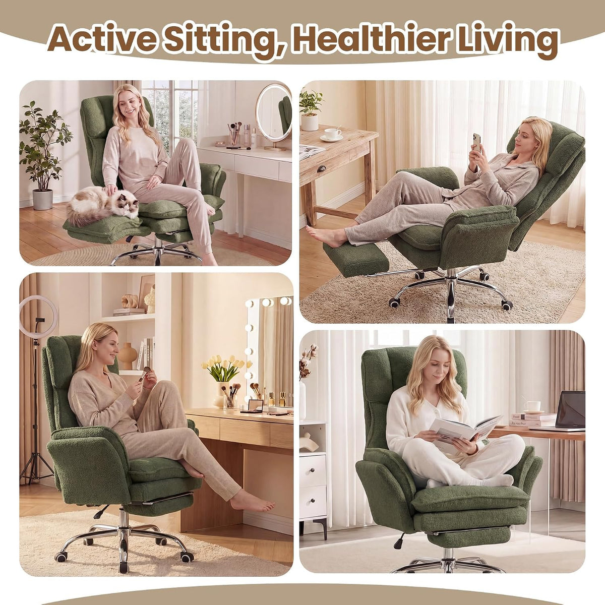 Big and Tall Office Chair with Flip Arms and Footrest, Teddy Criss Cross Legg...