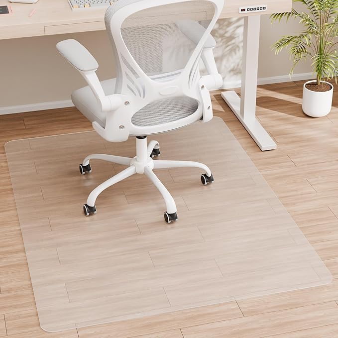 Office Chair Mat for Hardwood Floor, 1/8" Thick 53"x 45" Crystal Clear Hard by HOMEK