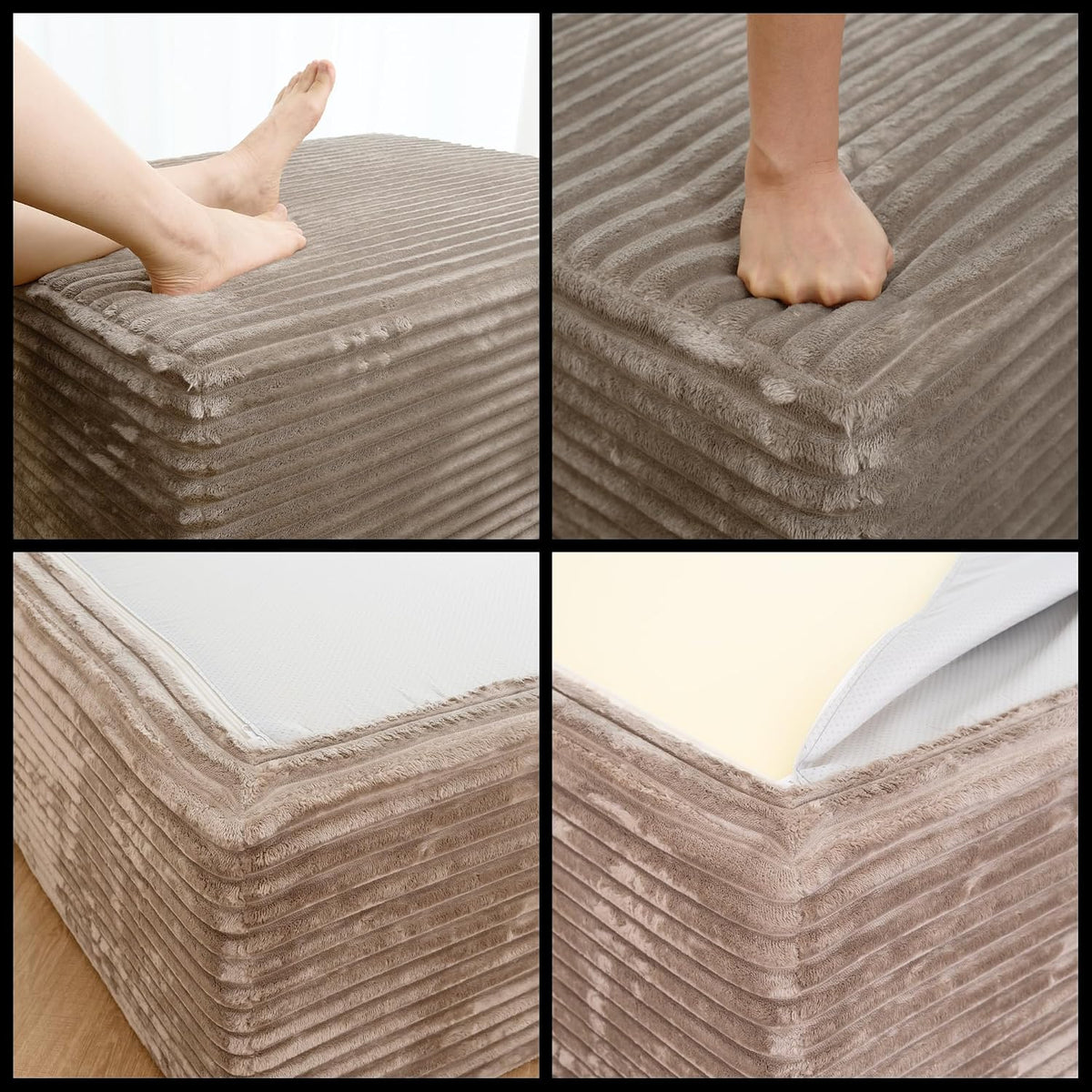 JINGLING 37.4" Rectangle Ottoman Foot Rest for Couch - Corduroy Upholste...