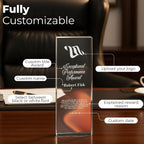 EGD Personalized Acrylic Trophy Award With Logo | Custom Corporate Recognition Gift for Employee Appreciation, Business Events and Staff Milestones | Wide 3.5" x 10" Height (G. 1/2" Thick Award)