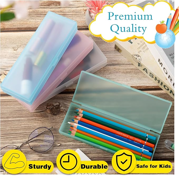 Fainne 24 Pcs Plastic Pencil Case Bulk Pencil Boxes Plastic Stationery Case - Image 3