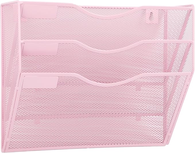 EASEPRES 3 Pocket Mesh Hanging Wall File Organizer, Wall Mounted Mail Paper by EASEPRES