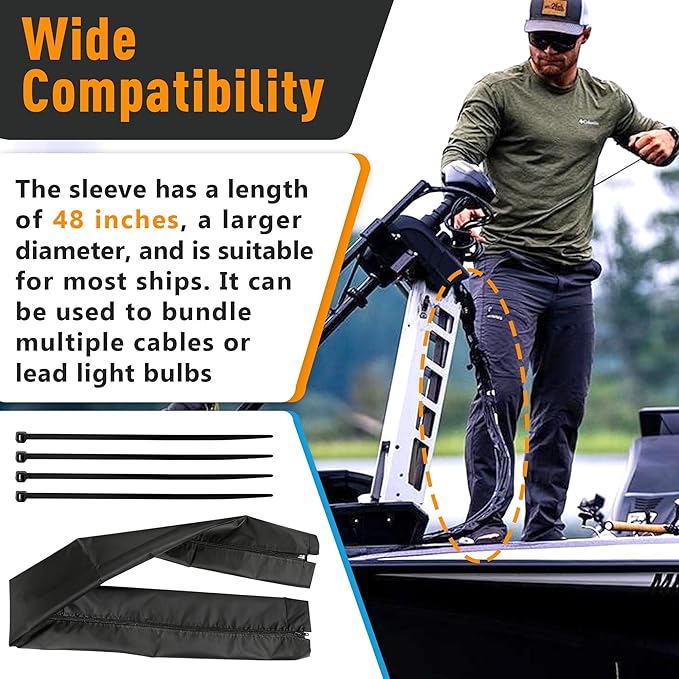 48 Inch Zippered Rigging Sleeve | Heavy Duty 600D Waterproof Marine Cable - Image 2