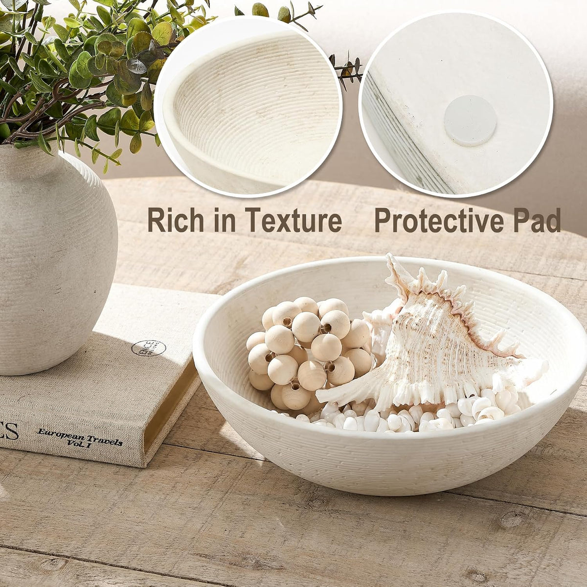 Ceramic Decorative Table Bowl Trays Home Room Decor Farmhouse (10" Rustic)
