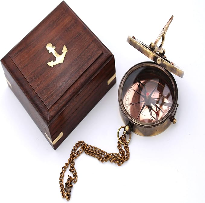 Captain's Brass Sundial Compass – Vintage Marine Nautical Compass, Functional - Image 2