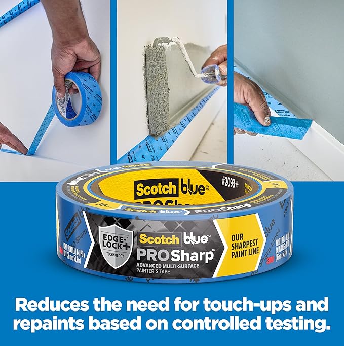 ScotchBlue PROSharp Painter's Tape 1 Inch Wide 1 Roll Blue Tape Protects - Image 4