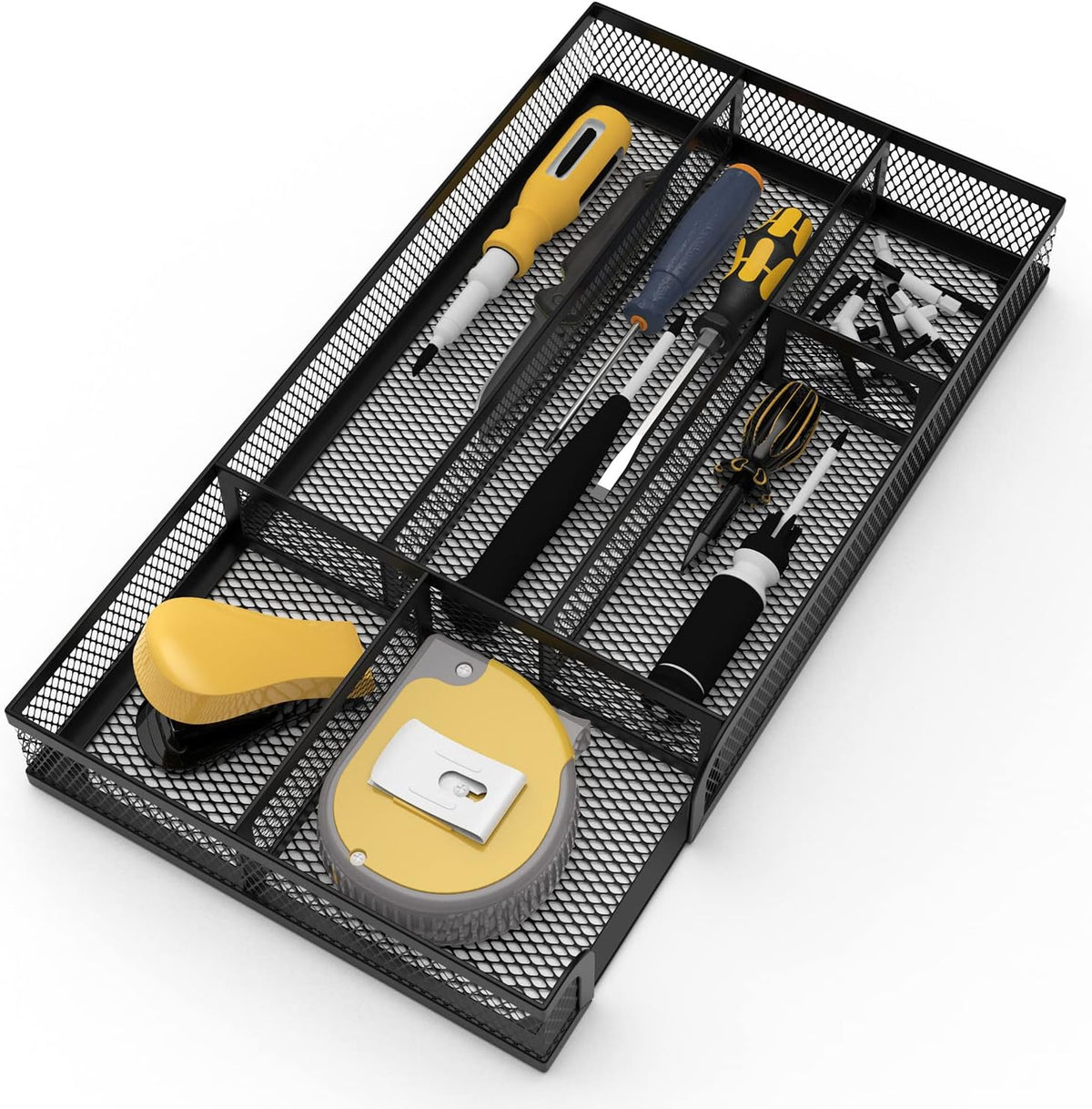 Desk Drawer Organizer, Metal Mesh Dividers Organizer (Blak-2P, Small)