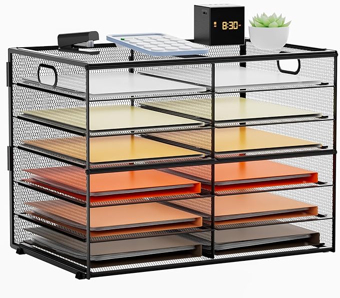 Marbrasse 7 Tier Desktop Literature Organizer, Mesh Paper Organizer Desk by Marbrasse