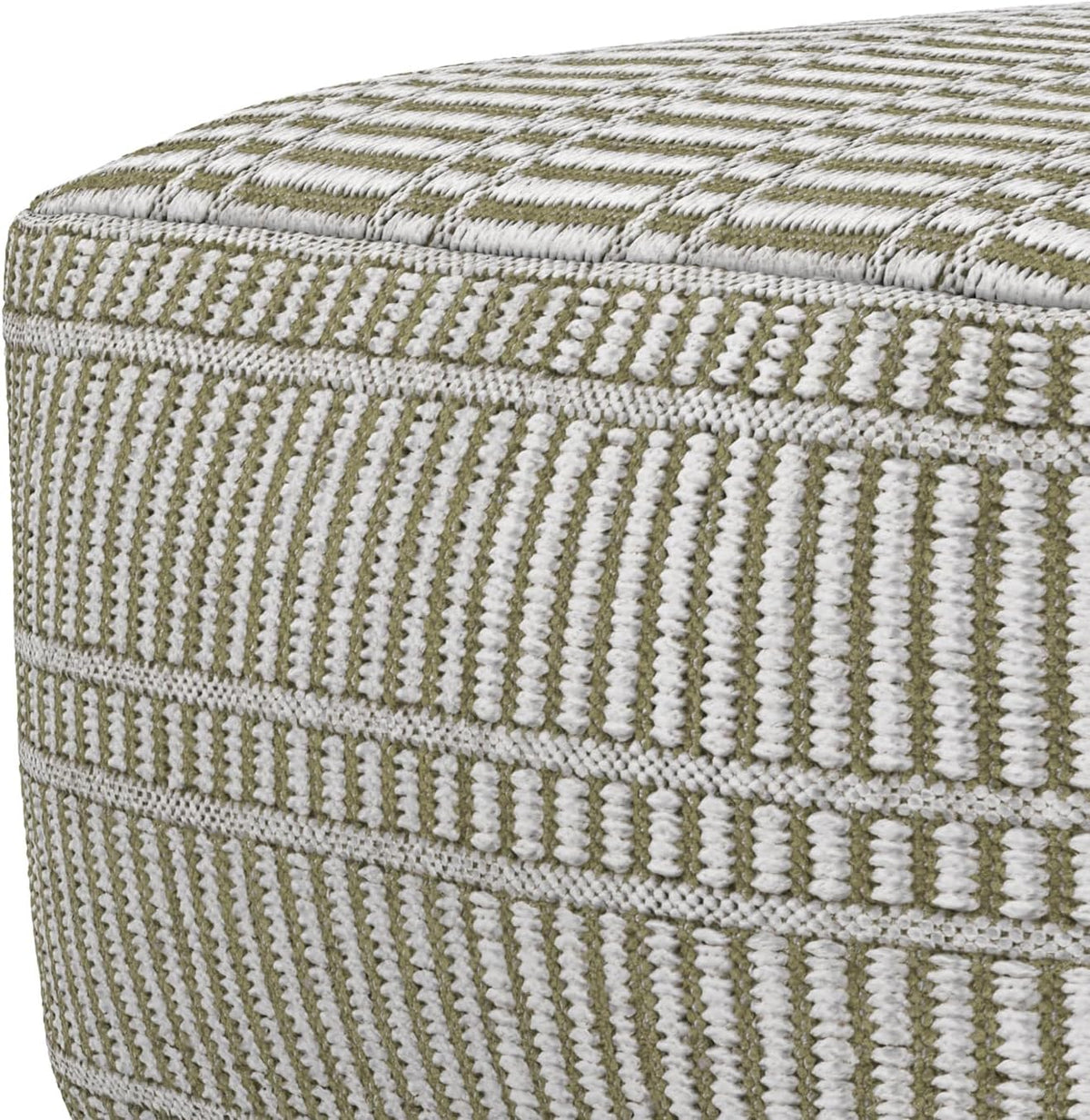 SIMPLIHOME Safford 20" Wide Square Pouf in Natural/White PET Polyester