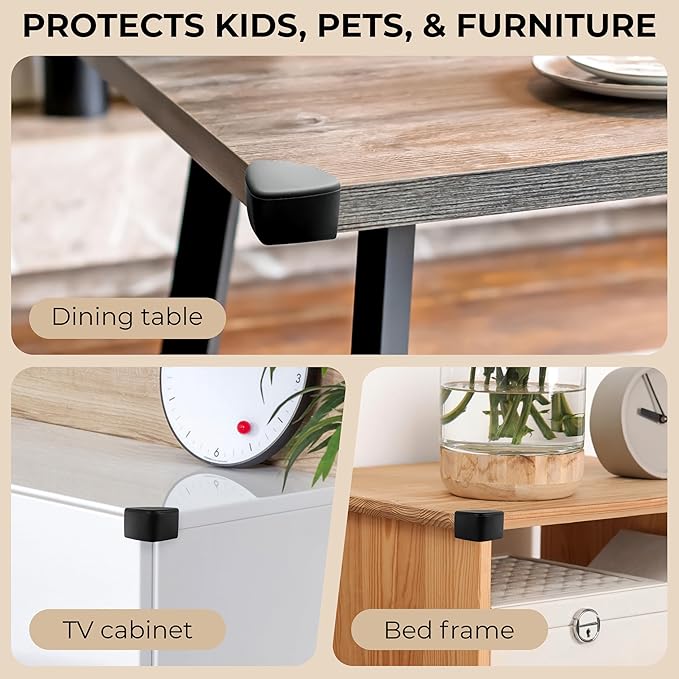 Baby Proofing Corner Protector Baby 12 Pack Black – Food Grade Silicone Table - Image 7