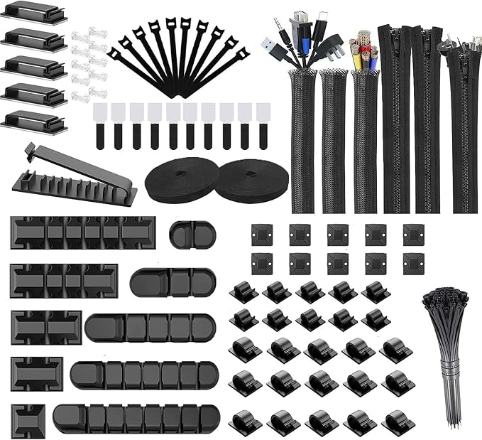 189PCS Cable Management Kit, 6 Cable Sleeve40 Cable Clips by Ourart