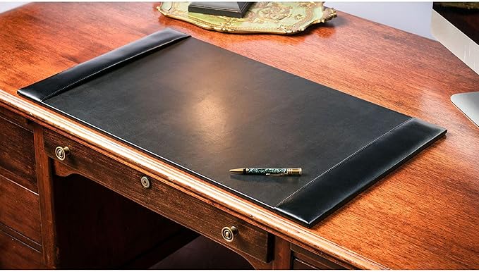 Dacasso Black 30" x 18" Desk Pad/Desk Mat/Desk Protector, Bonded Leather - Image 5