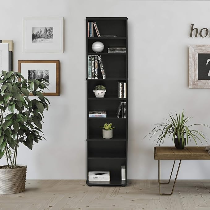 Furinno JAYA DVD Shelf, 8-Tier Tall Narrow CD Rack, Media Shelf - Image 2