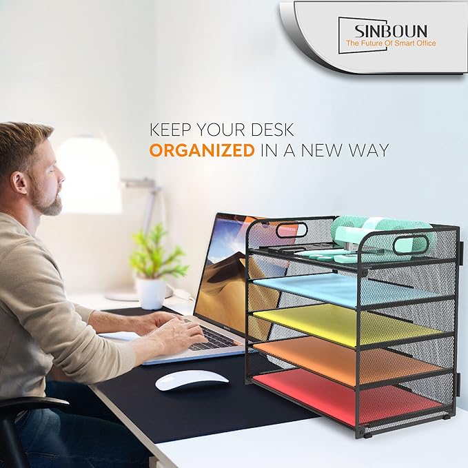 2 Pack Letter Tray 5-Tier Desk Organizer File Paper Holder - Image 6