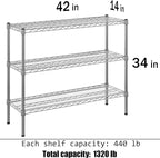 Regal Altair 14" Deep x 42" Wide x 34" Height Wire Shelving Kit | 3-Tier | NSF - Image 3