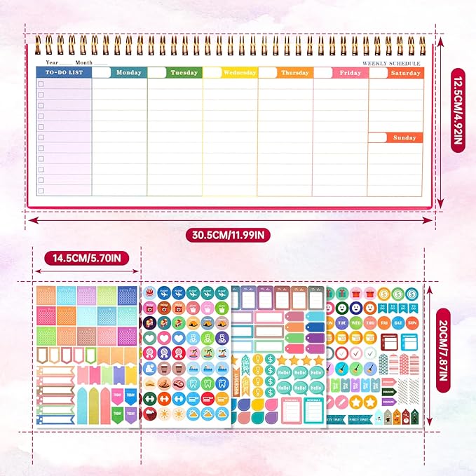 MOSA BEAR Undated Weekly Planner, 60-Week Horizontal Layout Desk Planner Daily - Image 2